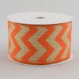 2.5  Faux Burlap Chevron Ribbon: Orange (10 Yards) Online Hot Sale