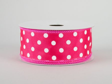 1.5  White Polka Dot Ribbon: Hot Pink (10 Yards) For Discount