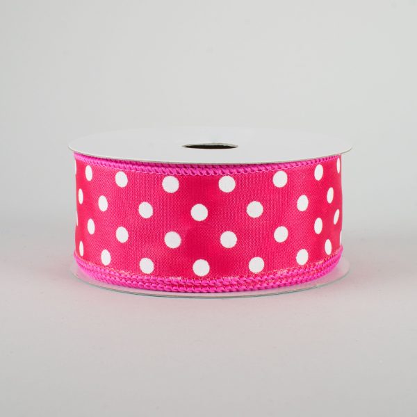 1.5  White Polka Dot Ribbon: Hot Pink (10 Yards) For Discount