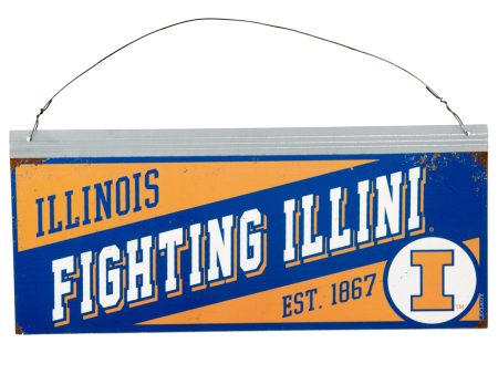 12x5 Collegiate Tin Sign: Illinois Fighting Illini Online Sale