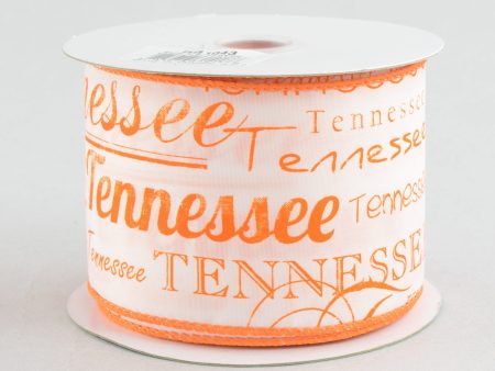 2.5  Tennessee Print Ribbon: Orange & White (10 Yards) on Sale