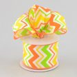 2.5  Satin Spring Chevron Ribbon: Orange, Yellow & Lime Supply