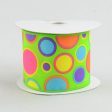 2.5  Multi-Colored Polka Dot Ribbon: Lime Green Fashion