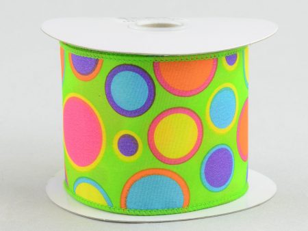 2.5  Multi-Colored Polka Dot Ribbon: Lime Green Fashion