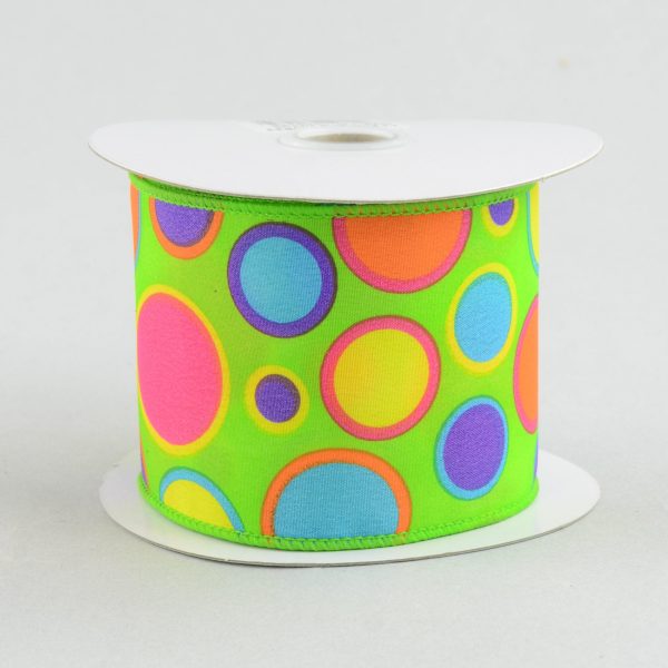 2.5  Multi-Colored Polka Dot Ribbon: Lime Green Fashion