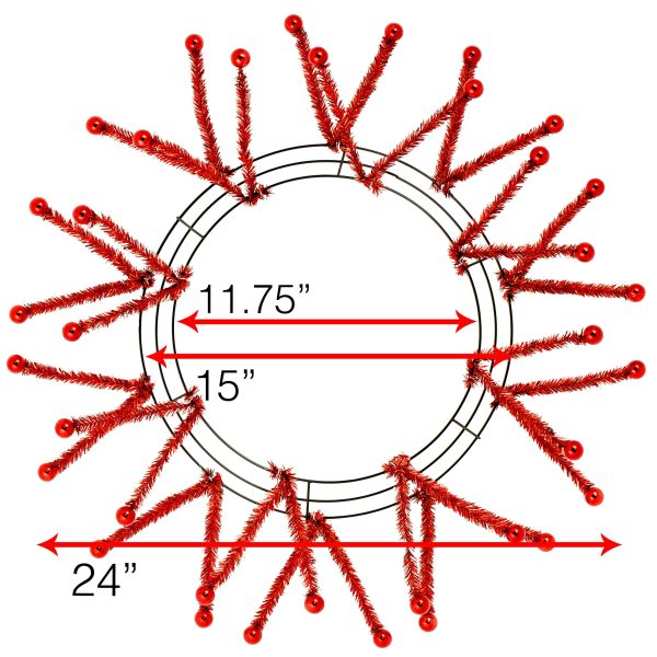 15-24  Tinsel Ball Work Wreath Form: Red Hot on Sale