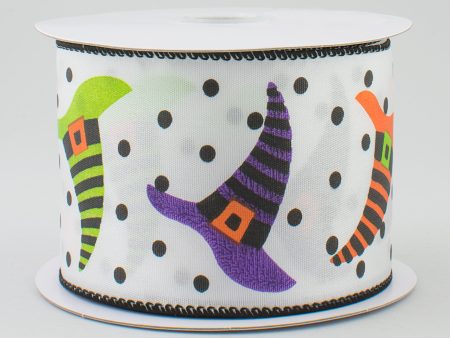 2.5  Witch Hat & Polka Dot Ribbon: White (10 Yards) Online Sale