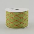 2.5  Faux Moss Linen Diamond Ribbon (10 Yards) For Discount