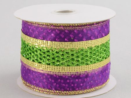 2.5  Mesh Ribbon w Sheer Edge: PGG (10 Yards) For Sale