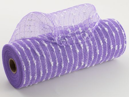 10  Snowball Deco Mesh: Lavender & White (10 Yards) Supply