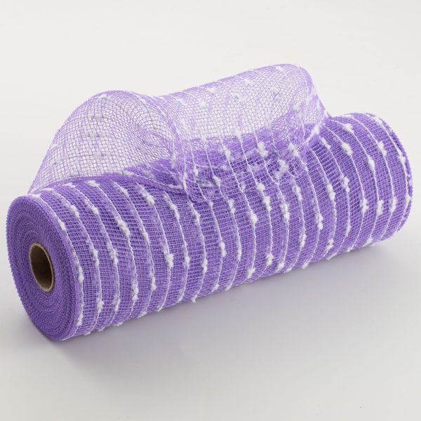 10  Snowball Deco Mesh: Lavender & White (10 Yards) Supply