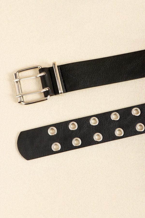 PU Leather Two Row Eyelet Belt For Cheap