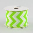 2.5  Satin Chevron Ribbon: Lime Green & White (10 Yards) Online Sale