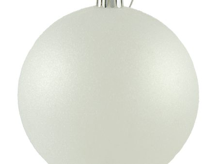 100MM Round Glitter Ball Ornament: Metallic White Online Hot Sale