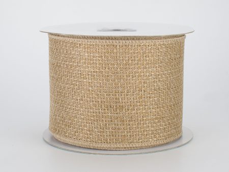 2.5  Royal Faux Burlap Ribbon: Tan (10 Yards) For Cheap