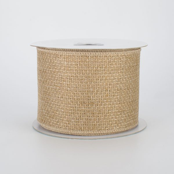 2.5  Royal Faux Burlap Ribbon: Tan (10 Yards) For Cheap