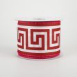 2.5  Greek Key Pattern Ribbon: Red & White (10 Yards) Fashion