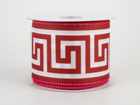 2.5  Greek Key Pattern Ribbon: Red & White (10 Yards) Fashion