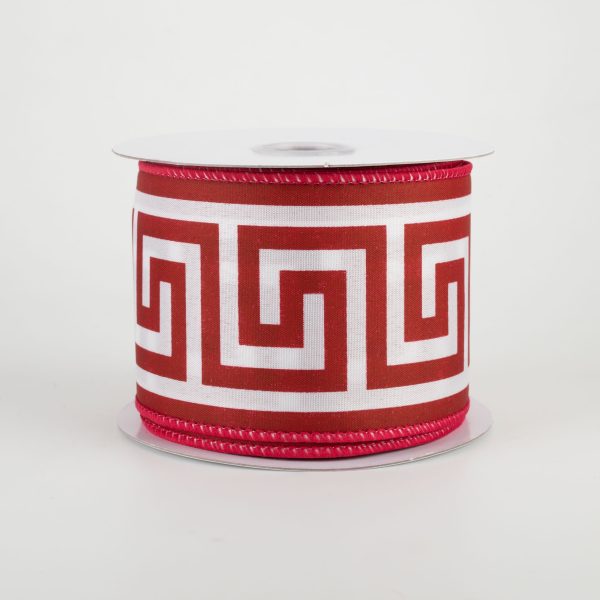 2.5  Greek Key Pattern Ribbon: Red & White (10 Yards) Fashion