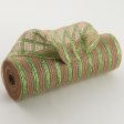 10  Poly Jute Deco Mesh: Natural & Green Laser Metallic Stripe (10 Yards) For Cheap