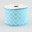 2.5  Quatrefoil Ribbon: Turquoise & White (10 Yards) Hot on Sale