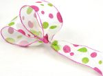 2.5  Pink & Lime Polka Dot Ribbon (10 Yards) Online Sale