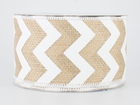 2.5  Faux Burlap Chevron Ribbon: White (10 Yards) Fashion