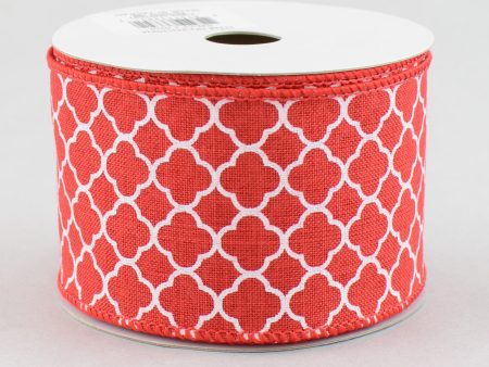 2.5  Quatrefoil Ribbon: Red & White (10 Yards) For Discount