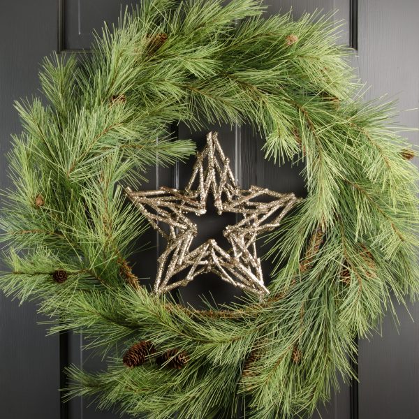 12  Metallic Glitter Twig Star Ornament: Champagne Online now