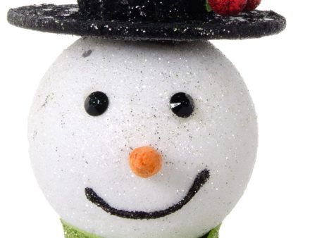 7  Glitter Snowman Ornament: Green Scarf Cheap