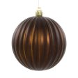 100MM Round Vertical Stripe Metallic Ball Ornament: Matte Brown Cheap