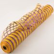 21  Poly Mesh Roll: Gold with Purple Stripe Online now