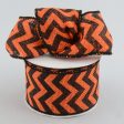 2.5  Orange & Black Burlap Chevron Ribbon (10 Yards) Discount