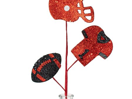 24  Glitter Helmet, Jersey, Football Pick: Red & Black Discount