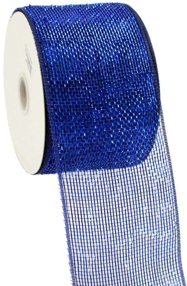 4  Poly Deco Mesh Ribbon: Metallic Navy Royal Online