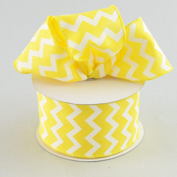 2.5  Canvas Chevron Ribbon: Yellow & White (10 Yards) For Cheap