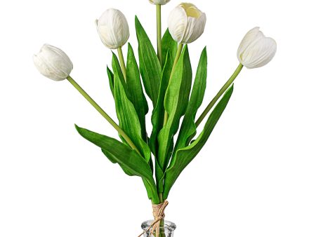 13  Realistic Touch Tulip Bouquet: White (5) Online Sale