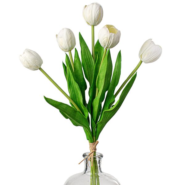 13  Realistic Touch Tulip Bouquet: White (5) Online Sale