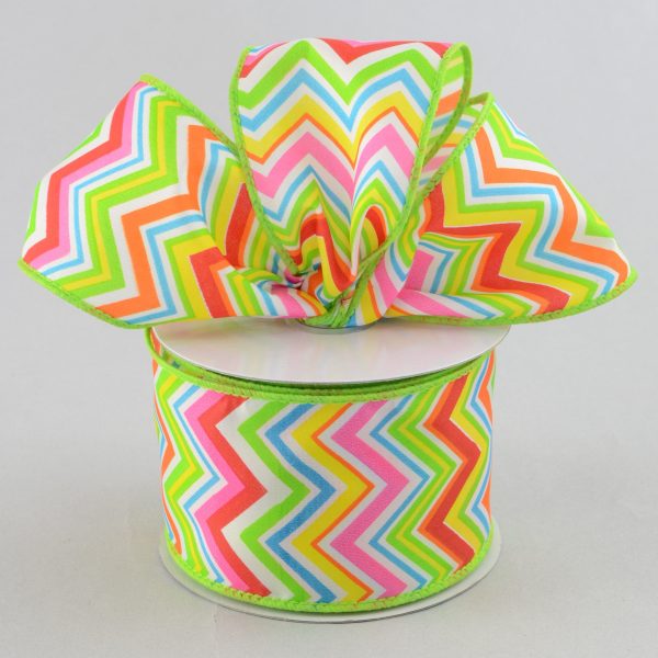 2.5  Multicolor Satin Chevron Ribbon (10 Yards) Online now