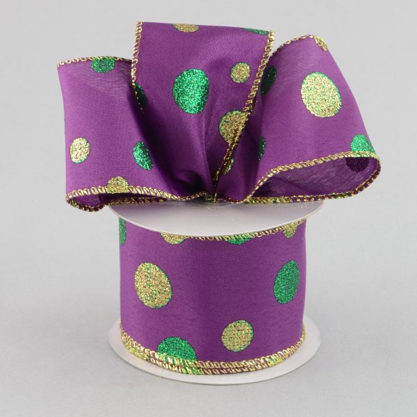 2.5  Glitter Dots Ribbon: Mardi Gras (10 Yards) Discount