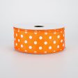 1.5  White Polka Dot Ribbon: Orange (10 Yards) For Discount