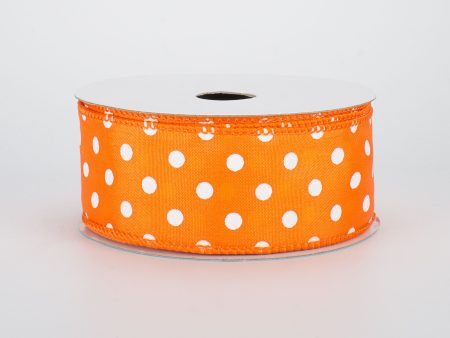 1.5  White Polka Dot Ribbon: Orange (10 Yards) For Discount