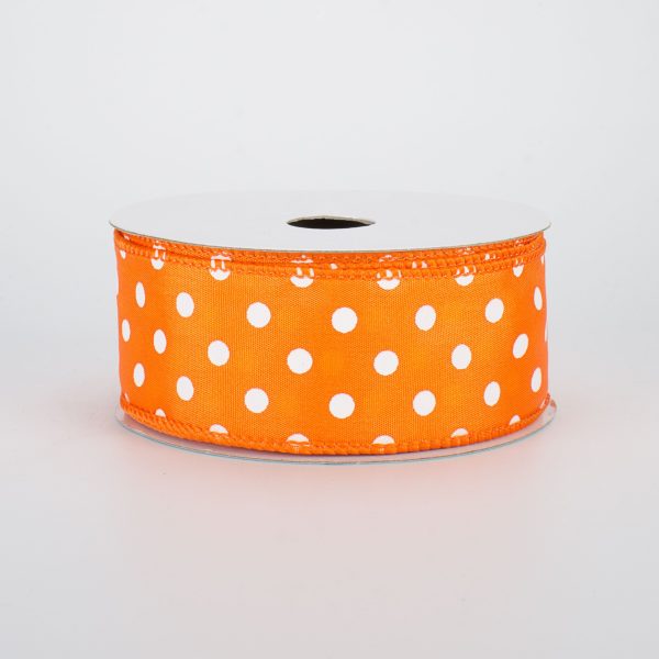 1.5  White Polka Dot Ribbon: Orange (10 Yards) For Discount