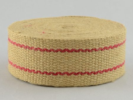 2  Jute Webbing: Natural & Red Stripe (10 Yards) For Cheap