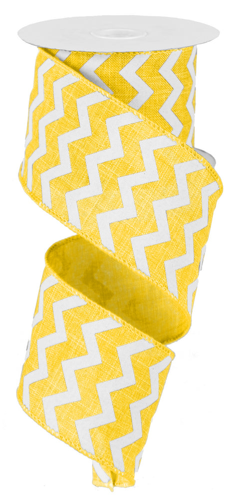 2.5  Canvas Chevron Ribbon: Yellow & White (10 Yards) For Cheap