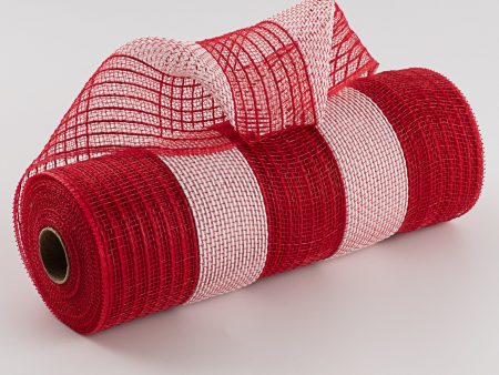 10  Poly Jute Deco Mesh: Red & White Wide Stripe (10 Yards) For Discount