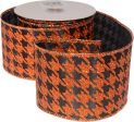 2.5  Orange & Black Glittered Houndstooth Ribbon (10 Yards) For Discount