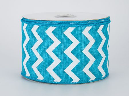 2.5  Canvas Chevron Ribbon: Turquoise & White (10 Yards) For Discount