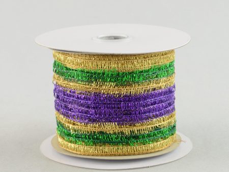 Wired Knit Mardi Gras Ribbon (2.75  x 10 Yards) Sale