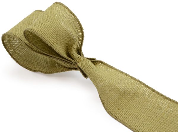 2.5  Wired Edge Burlap Ribbon: Light Green (10 Yards) Sale